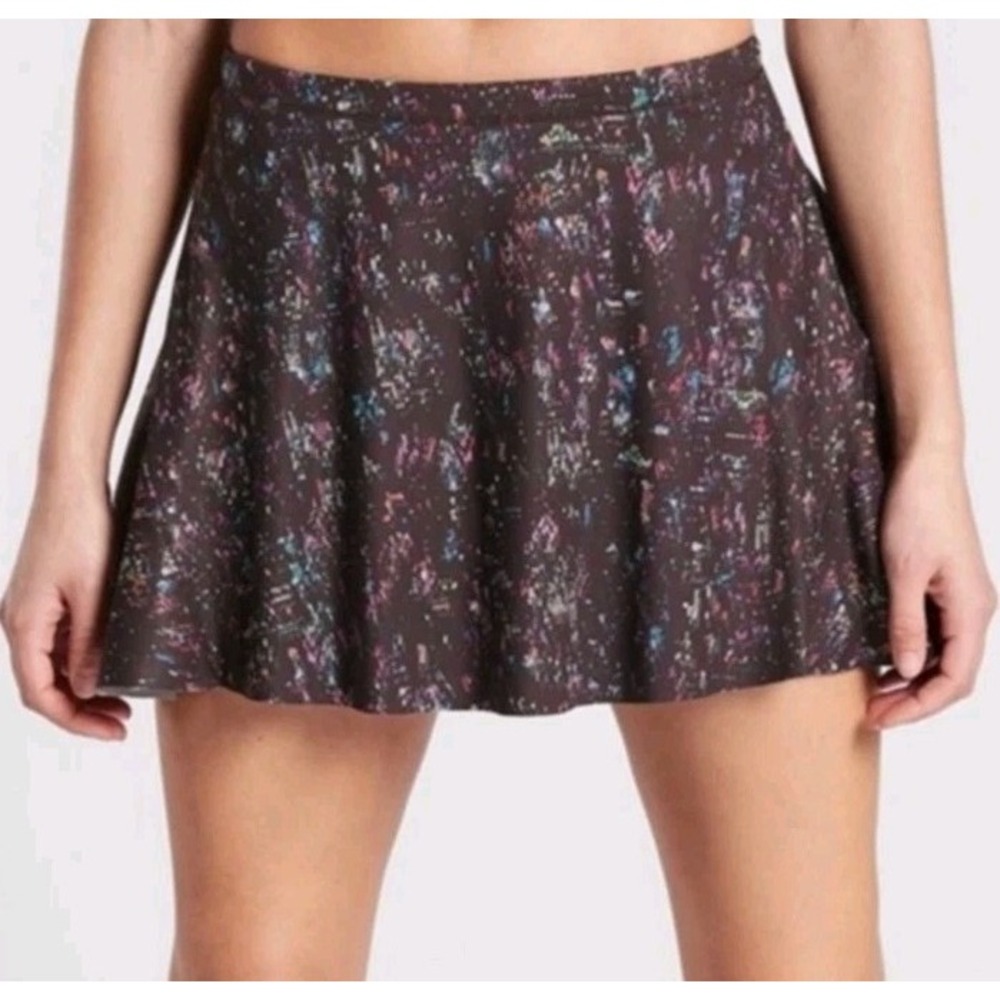 Athleta Match Point Printed Skort City Lights Brown Speckled Pockets Tennis Golf